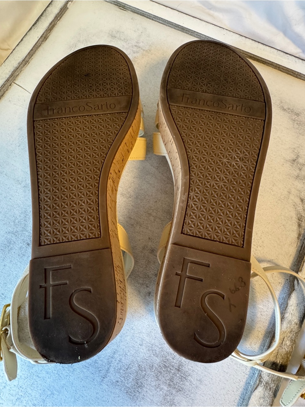 Franco Sarto Cream Ankle-Strap Buckle Sandals - Picture 5 of 7